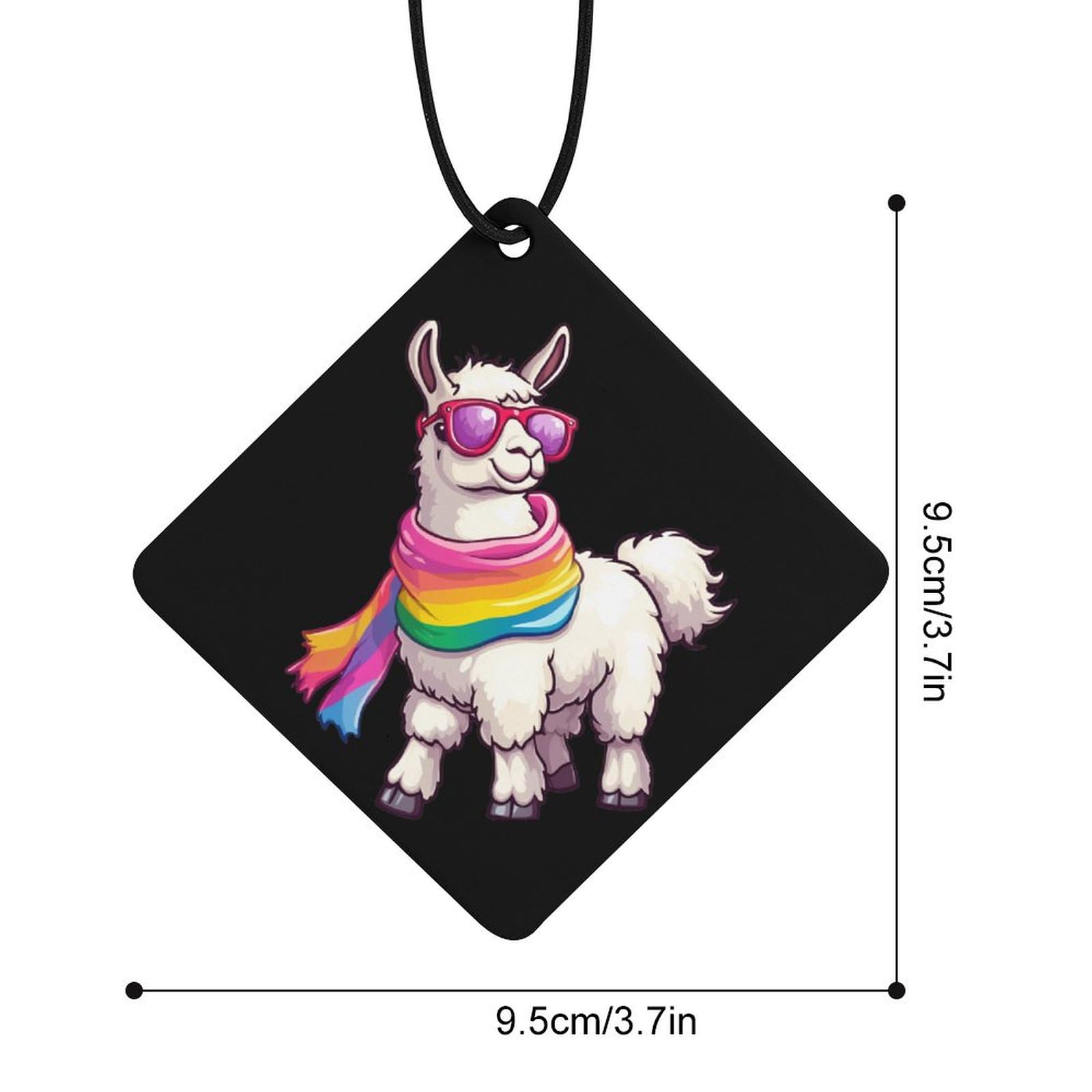 Cute Llama Car Air Freshener Hanging Aromatherapy Tablets for Car Accessories Rhombus