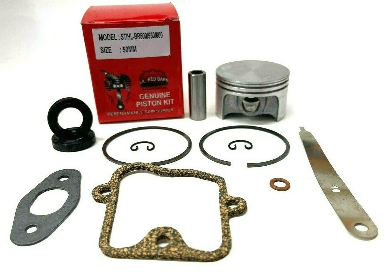 Piston Kit Compatible with Stihl BR500, BR550, BR600,BR700 Leaf Blowers Includes Crankshaft Seals, Exhaust Gasket, Valve Cover Gasket with Washer and Feeler Gauge