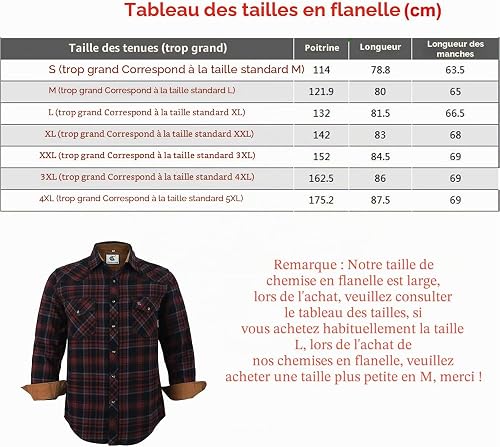 Coevals Club Camicia di flanella da uomo a maniche lunghe bottoni automatici in cotone con tasca vestibilità normale camicia per il tempo libero, Marrone/Nero #12, XXXXL - 6