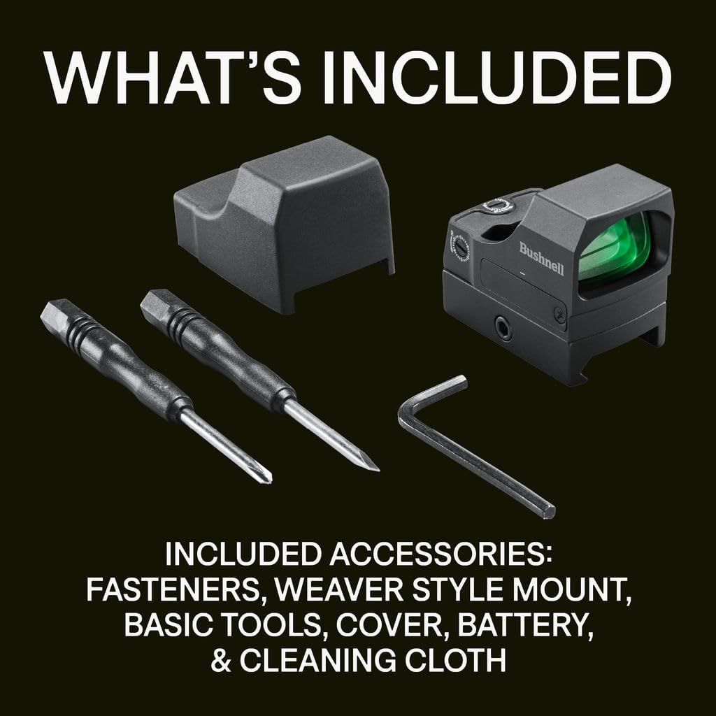 Bushnell RXS-10G Green Dot Sight – 4 MOA, DeltaPoint Pro Footprint, Aluminum Housing, Shake Awake, Auto Brightness