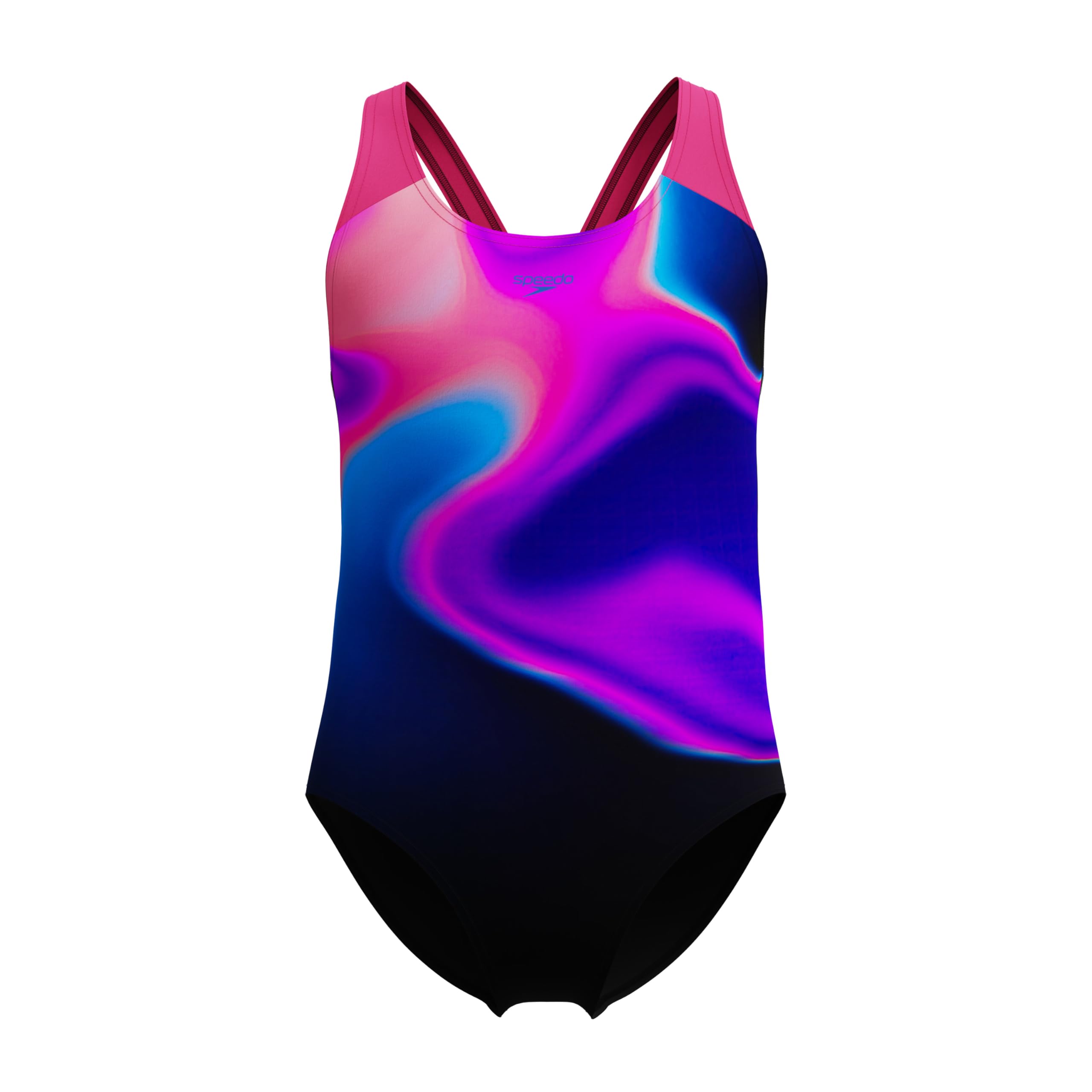 Speedo Girls Print Splashback Swimsuit Swimming Costume Margarita Pink/Anthracite Size 9-10 Years