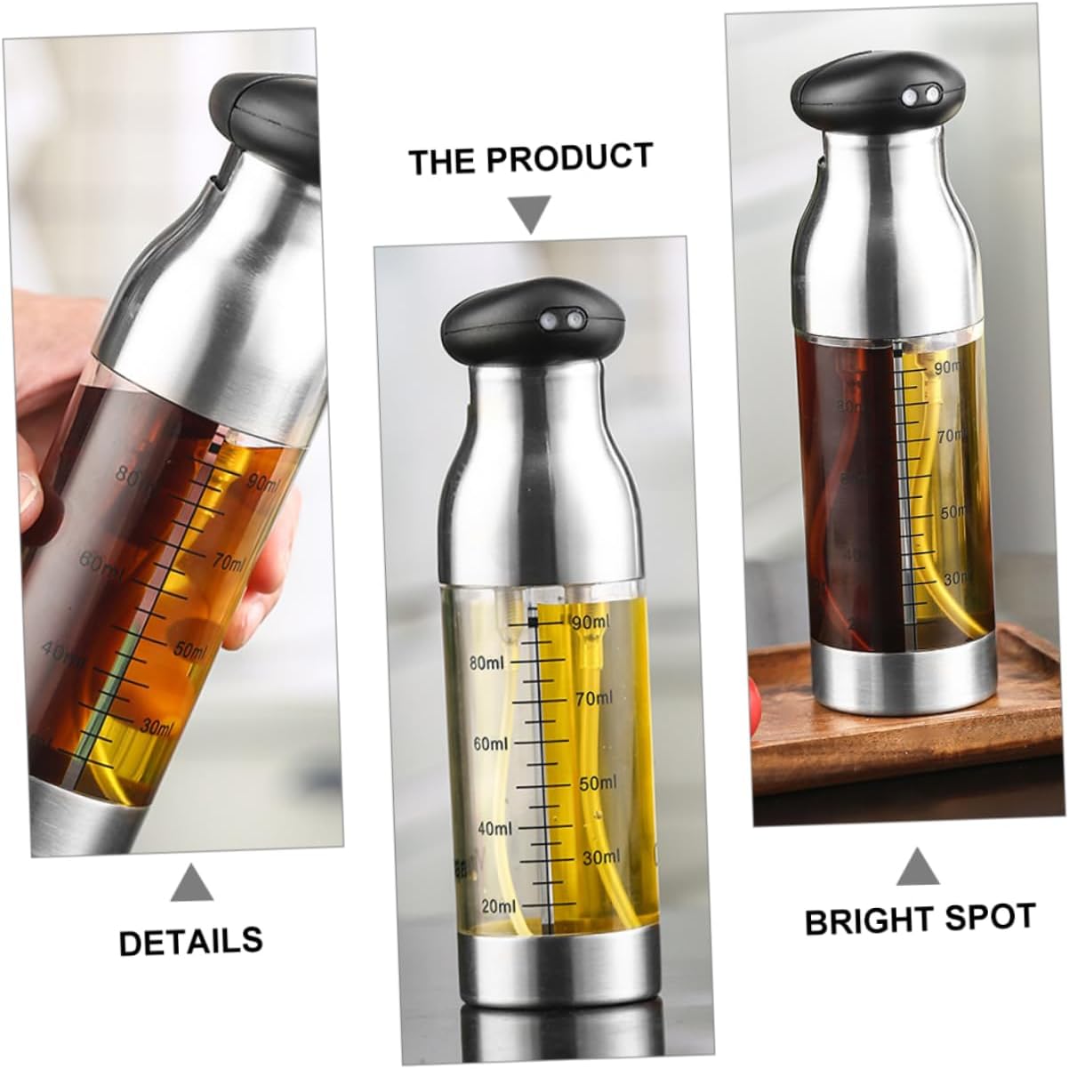 SOLUSTRE Olive Oil Spray Bottle Kitchen Storage Dispenser for Cooking Barbecue Baking Dual Sprayer Design Compact Leak Oil Mister