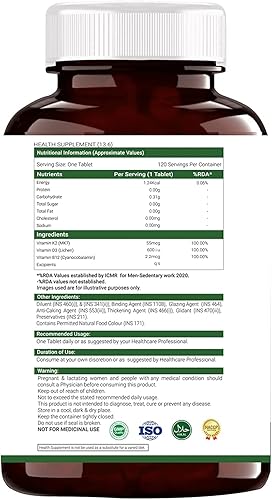 Miniatura 7 de Verem 100% RDA Vitamina D3 K2 (MK7) B12 para hombres y mujeres (600 UI), 100% vegana, planta de absorción rápida (fuente de liceno), suplemento de
