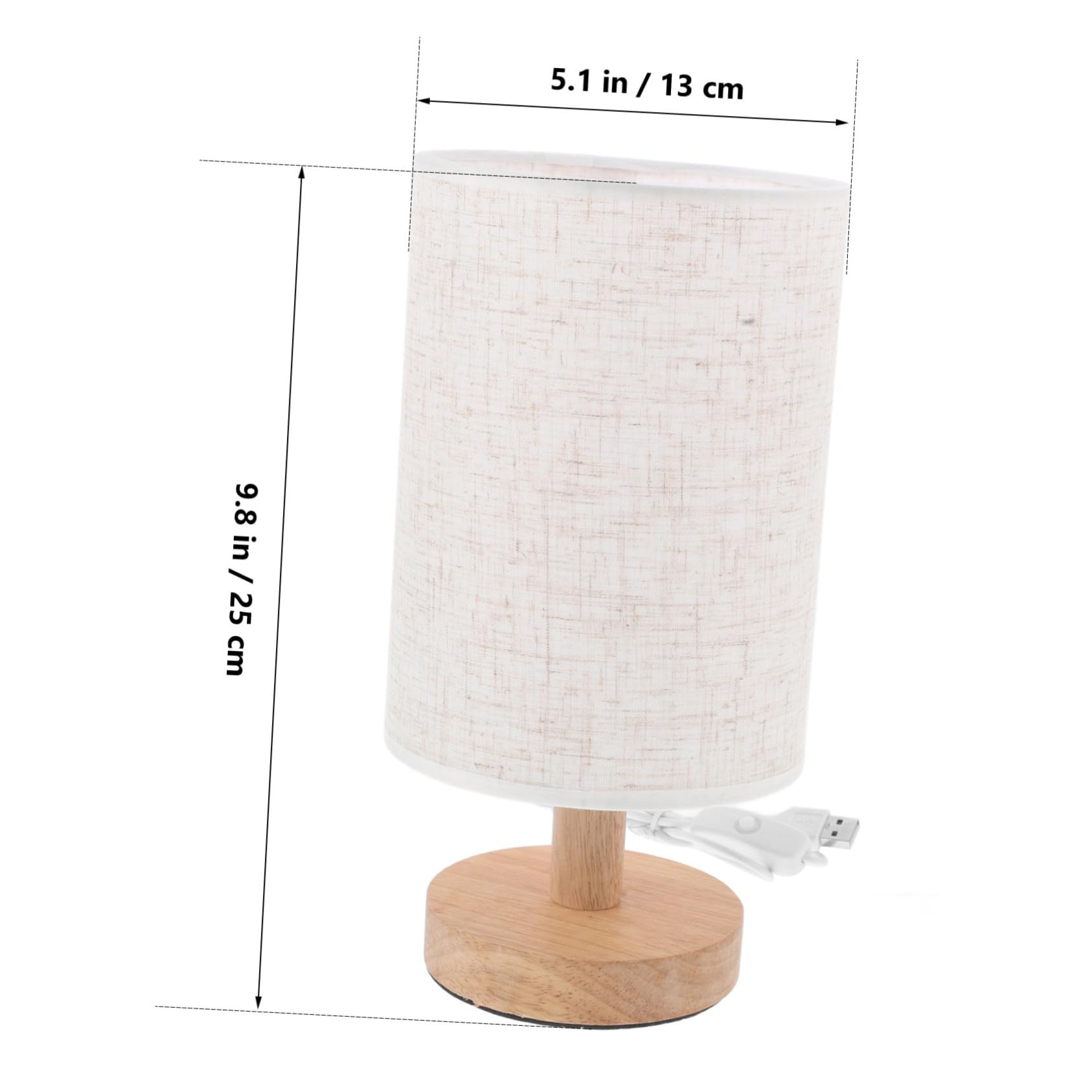 Lampada da Tavolo in Legno Massello 2 Pezzi Stile Nordico Retrò Tessuto e Metallo, Realizzazione Manuale DIY per Decorazione Casa e Luce Calda da Comodino