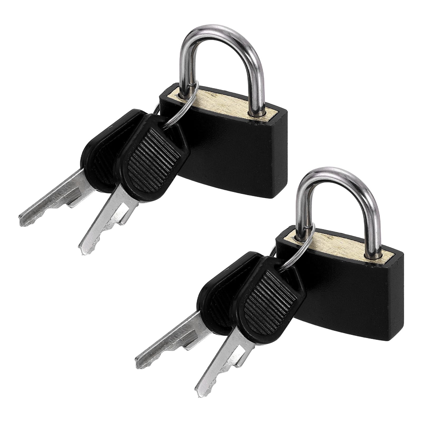 PATIKIL 28mm Small Locks with Keys 36mm Length, 2Pcs Suitcase Locks ABS Covered Solid Brass Anti Rust Waterproof Mini Luggage Padlock for Backpack Gym Locker Cabinet Boxes, Black — image 1