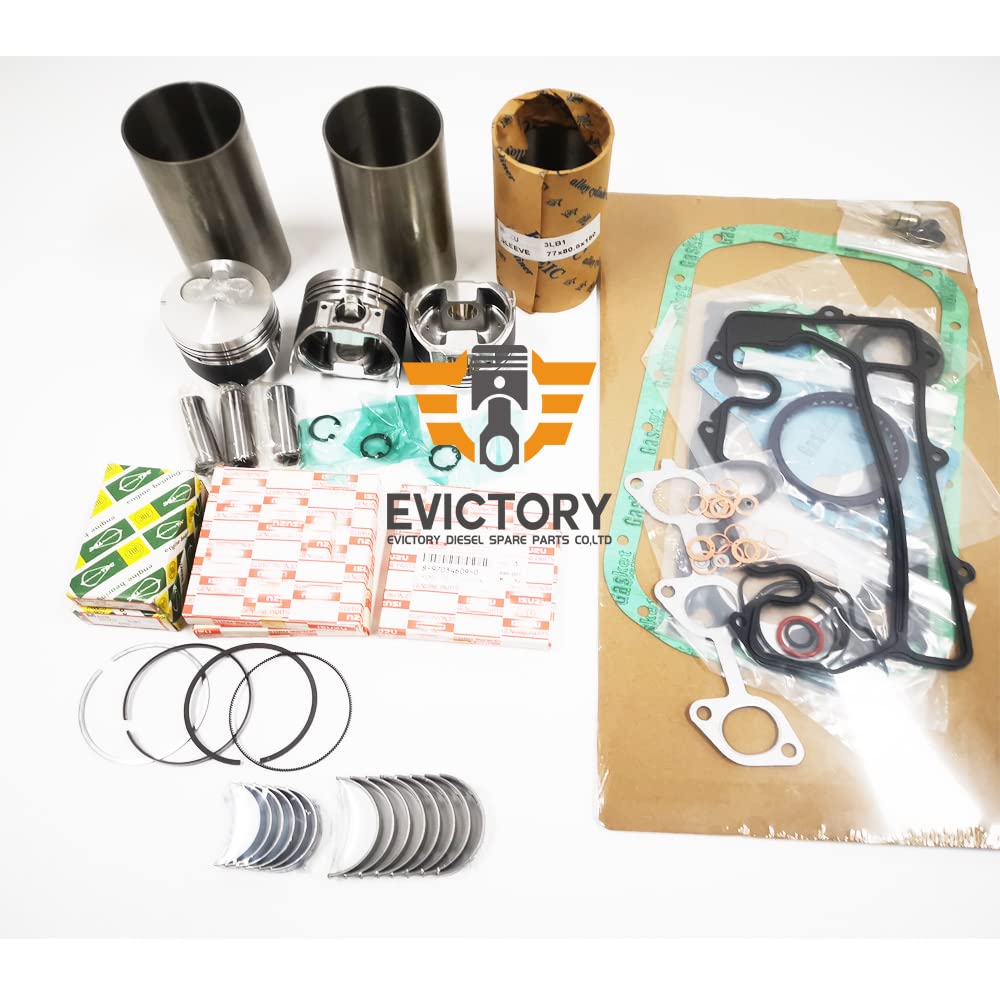 for Isuzu 3LB1 Rebuild Overhaul kit Piston Ring Cylinder Liner + 6 Valve 6 Guide