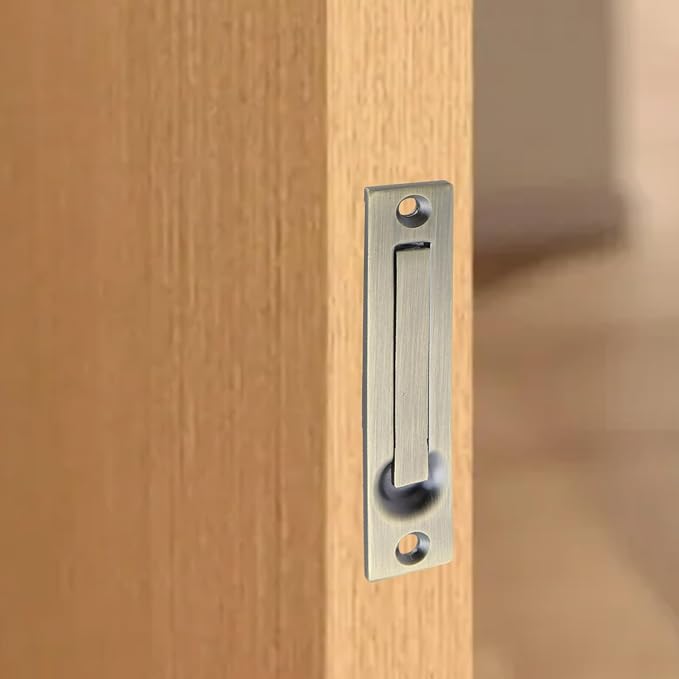 Tirador oculto para puertas empotradas, hardware de borde estético y funcional, acabado bronce antiguo, 1 unidad miniatura 5