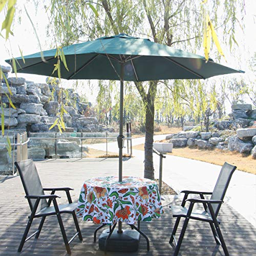 Image of EHouseHome 70 inch Round Floral Tablecloth, Polyester, Waterproof, Zippered, Umbrella Hole, Perfect for BBQs, Parties, Gatherings