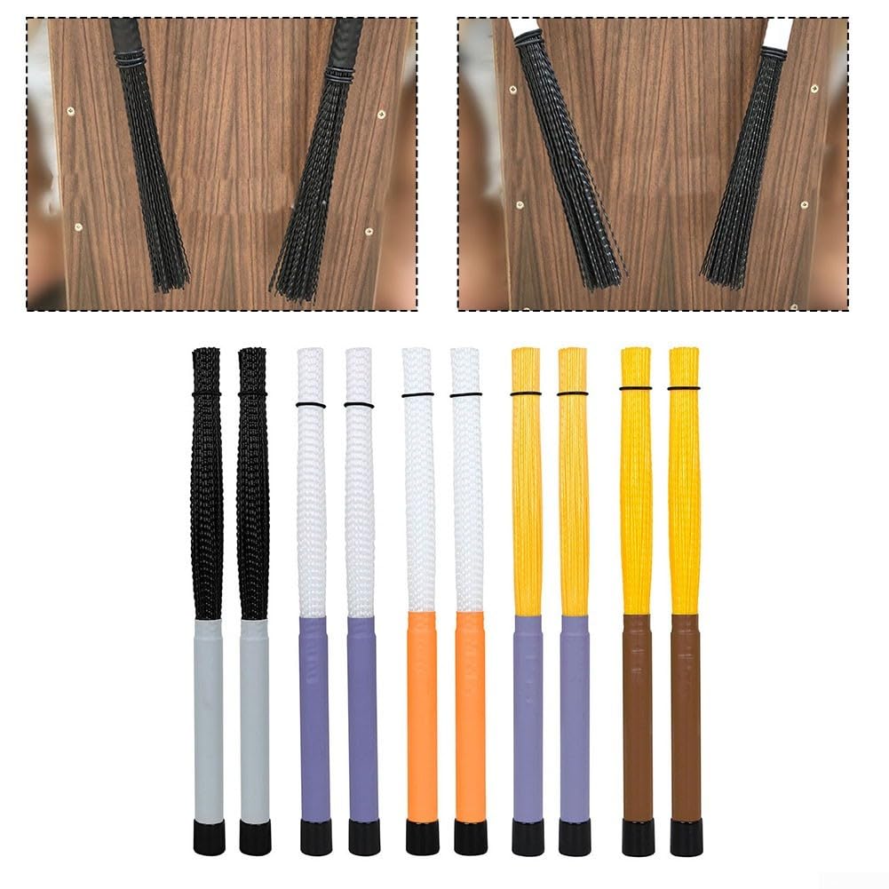 Brosses de batterie cajon en nylon avec poignée givrée pour une prise en main sûre (marron jaune)