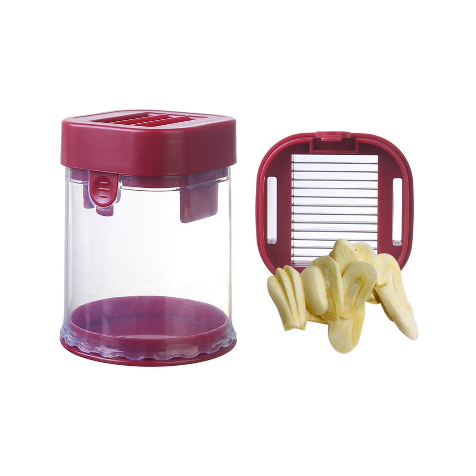 Limtula Multifunctional Garlic Press and Vegetable Slicer Cup for Easy Meal Preparation Kitchen Manual Push Type Fruit Cutter Stainless Steel Vegetable Cutter