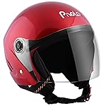 Pivalo X-Pearl 580MM Half Face Helmet with Outer Clear Visor Glossy Finish Scratch Resistant Open-Face for Bike Scooty Riding Men and Women (Pack of 1, Cherry Red)