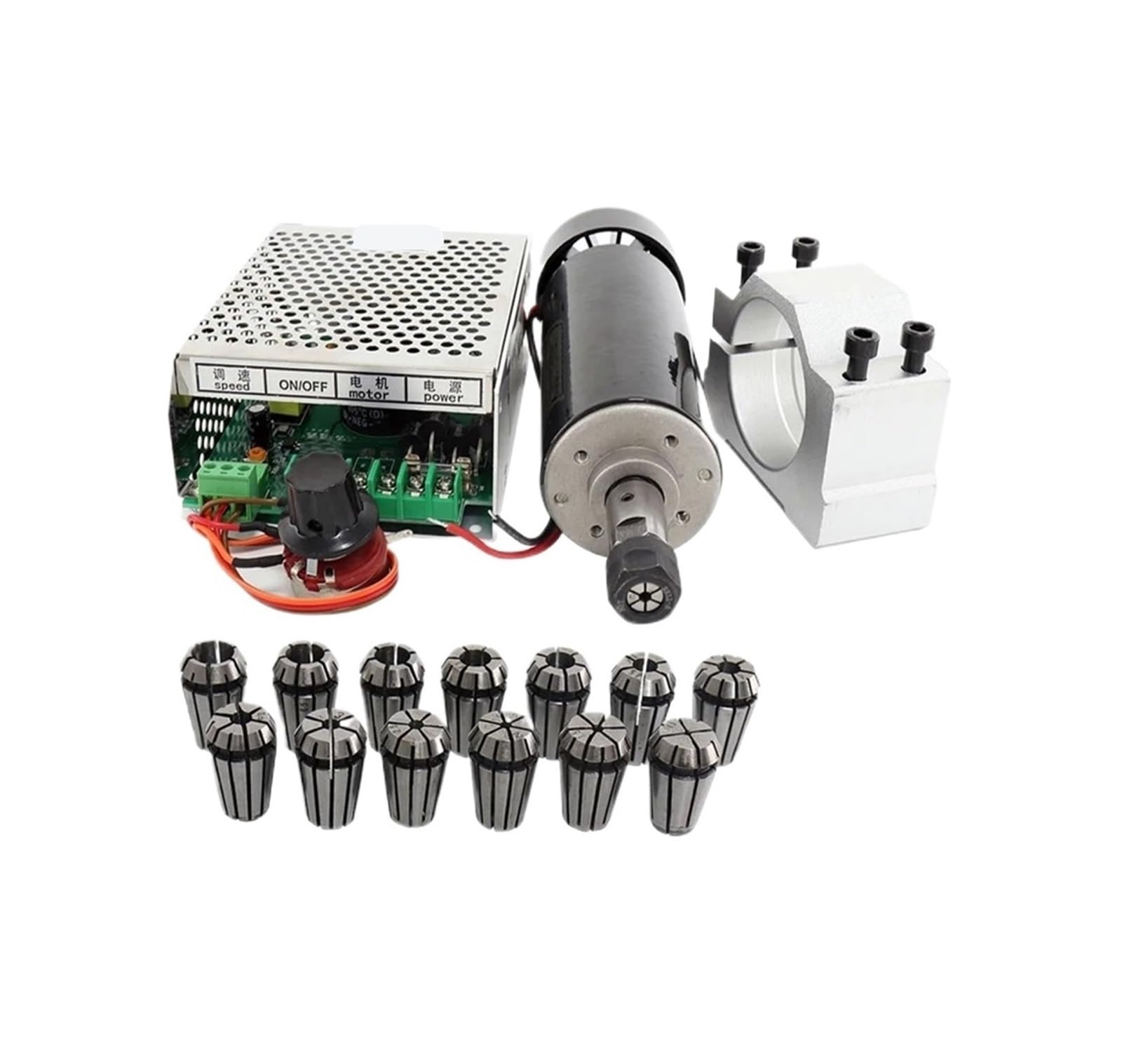Spindle Motor 500W ER11 Chuck CNC,52mm Clamps,Power Supply Speed Governor for DIY CNC