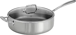 Tramontina Tri-Ply Clad Stainless Steel 6-Quart Saute Pan with Glass Lid, Induction-Ready Cooking Pan, Dishwasher-Safe, NSF-Certified