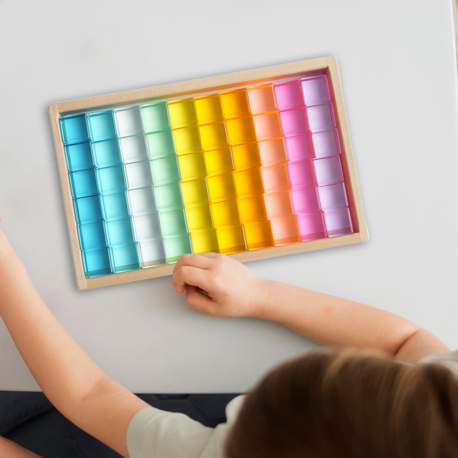 Set di Gioco di Impilamento di Cubi Colorati - Giocattolo Educativo per Bambini, Come immagine, 60 pezzi