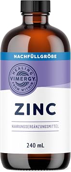 Vimergy Zinc Liquid Dietary Supplement - Quick Absorbing Zinc Drops for Children - No Sugar No Dyes or Flavours - Vegan Gluten Free and Paleo Suitable (240 ml)