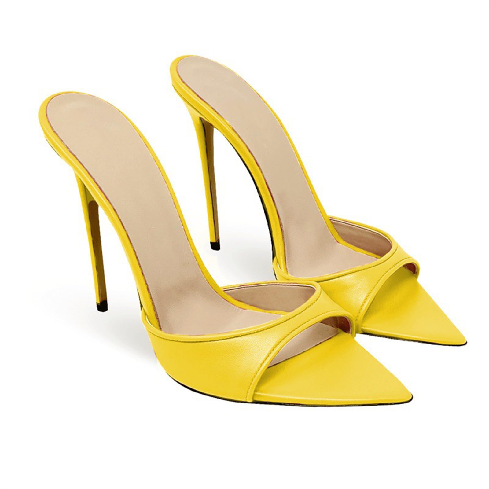 12 CM / 4.7 in Donna con Tacco Mules Appuntito Peep Toe Tacchi Alti Slip on Backless Mule Sandali Scarpe da Sera