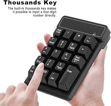 Mugast Bluetooth Numeric Keypad, 19 Keys Number Keypad, 10m Bluetooth Connection Distance, 10 Million Clicks, Comfortable Touch Feeling