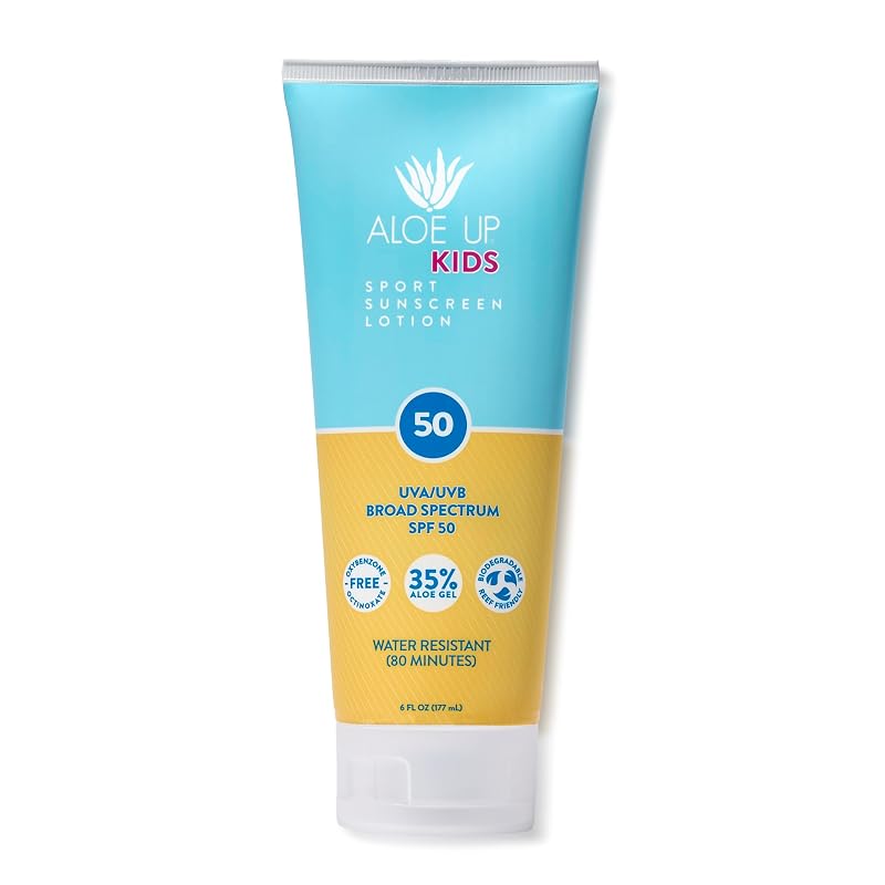 Loção Infantil para Cuidados Solares Aloe Up Kids Sport SPF 50 com Aloe Vera, Sem Fragrância, 170 g
