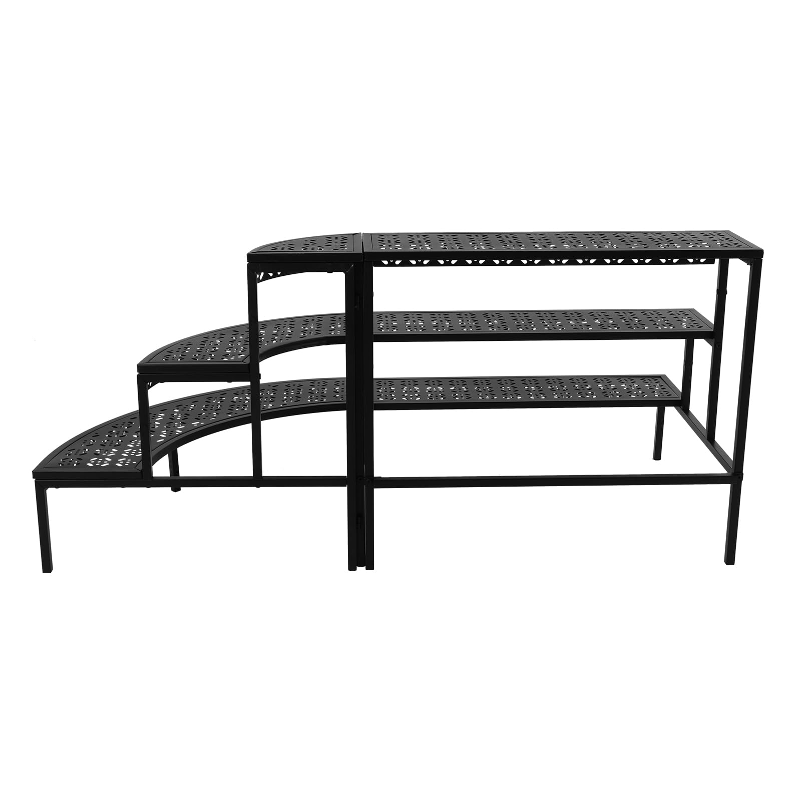 Metall Blumentreppe, 3 Stufen Pflanzentreppe Blumenbank, Pflanzenregal Blumenregal, Blumenregal Eckregal Blumentopfständer Standregal für Garten Balkon Terrasse