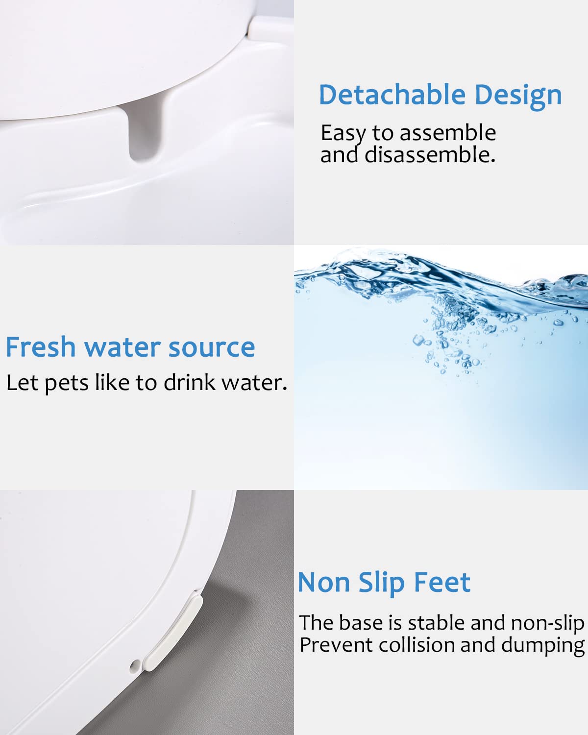 JOFLVA Distributore Di Acqua Per Animali Domestici, Dispenser per Gatti 2,5L, Automatico per Cibo, Abbeveratoio Ciotola, Per Cani Piccoli E Grandi