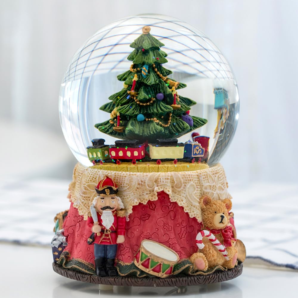 LOVE FOR YOU Gift Wrapped Nutcracker Christmas Tree Music Box Color Lights Xmas Train Musical Snow Globe for Girls and Boys Baby Kids Daughter Mom Granddaughter Grandma Sisters Women Presents Gifts - Image 2