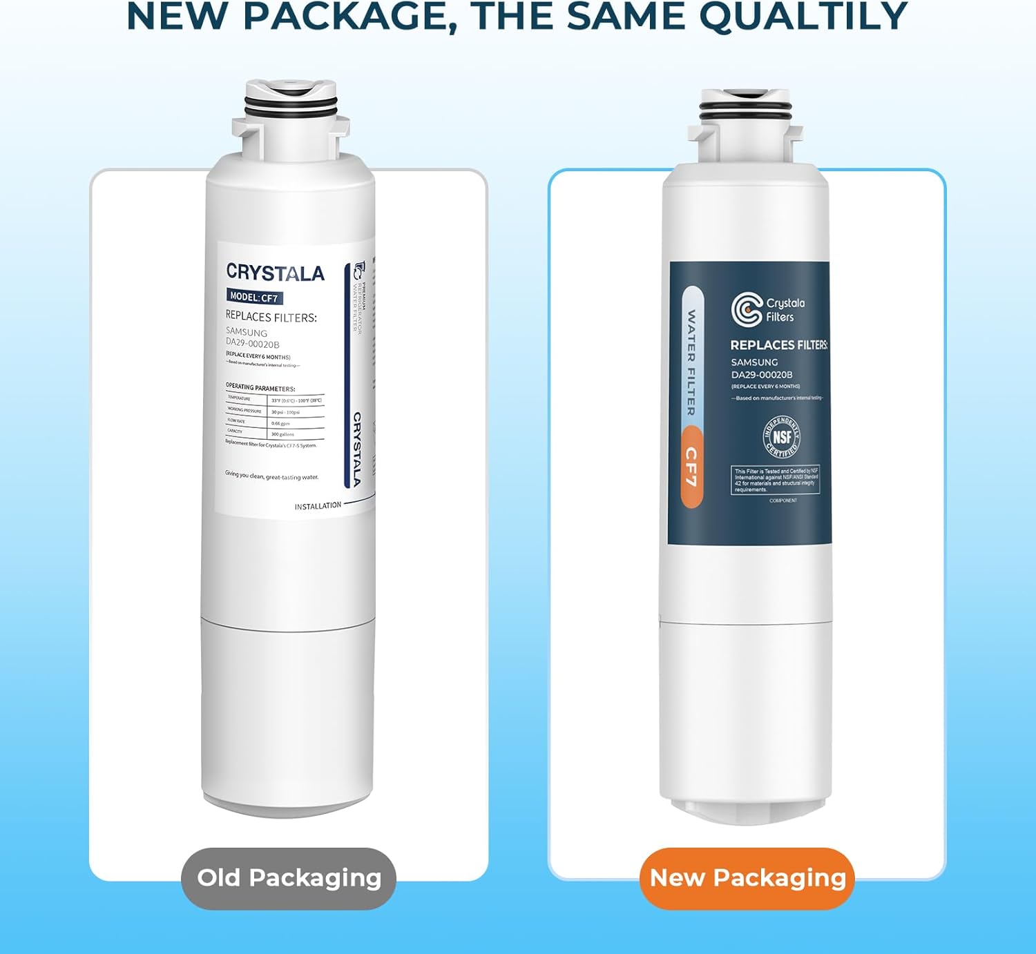 Crystala Filters Compatible with Samsung DA29-00020B Refrigerator Water Filter, DA29-00020A/B, DA29-00020B-1, HAF-CIN/EXP, 46-9101, RF4267HARS, RF25HMEDBSR, RF28HMEDBSR, RS25J500DSR, 3 Pack - Image 2