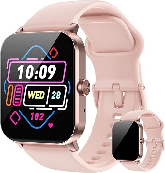 Smart Watch for Men Women,1.85" HD Touchscreen, Bluetooth Calls/Notifications, Fitness Watch with Heart Rate/Sleep Monitor, 120+ Sports Modes, IP68 Waterproof Smartwatch for Android/iOS Pink