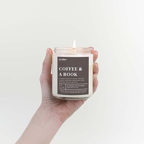 Miniatura 3 de CE Craft Vela perfumada Coffee & A Book  Regalo para amantes de los libros, vela de lectura, aromas de libros para bibliófilos