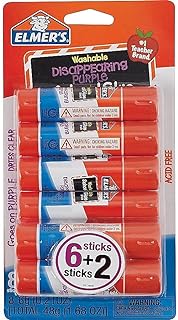 Elmer's Disappearing Purple School Glue Sticks, 0.21 oz Each, 8 Sticks per Pack (E1591)
