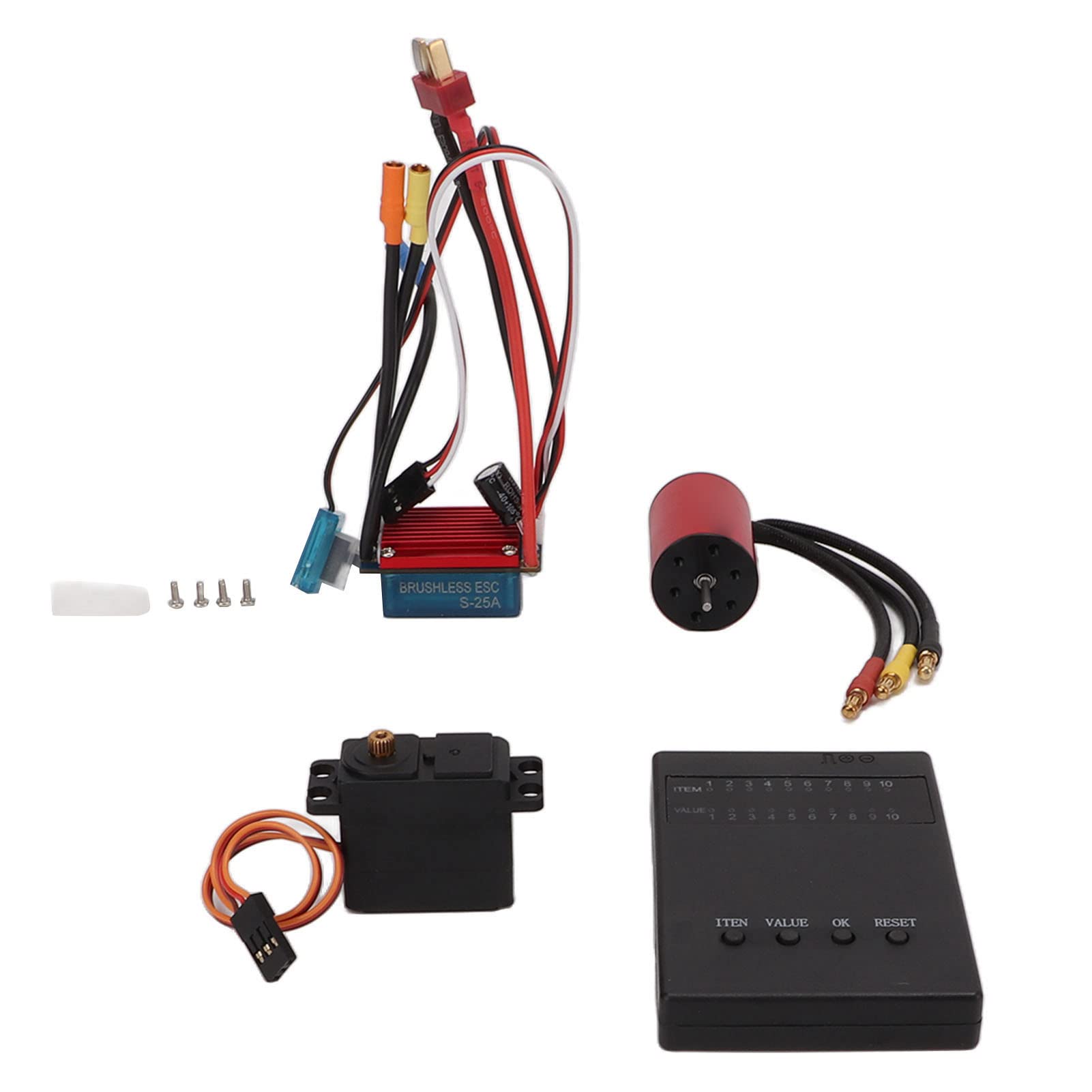 4800KV Brushless Motor 25A ESC Combo mit 2,2 kg Metallzahnrad - Servo, CNC - Aluminiumgehäuse, für 1/16 und 1/18 RC - Auto, inkl. Programmierkarte