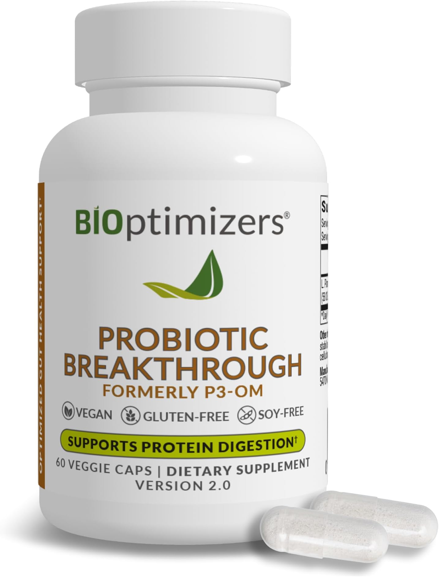 Probiotic Breakthrough – Lactobacillus Plantarum OM Probiotics & Prebiotics Health Supplement for Gut, Digestive & Immune Support Probiotics for Women Men Elderly– 60 Vegan Capsules