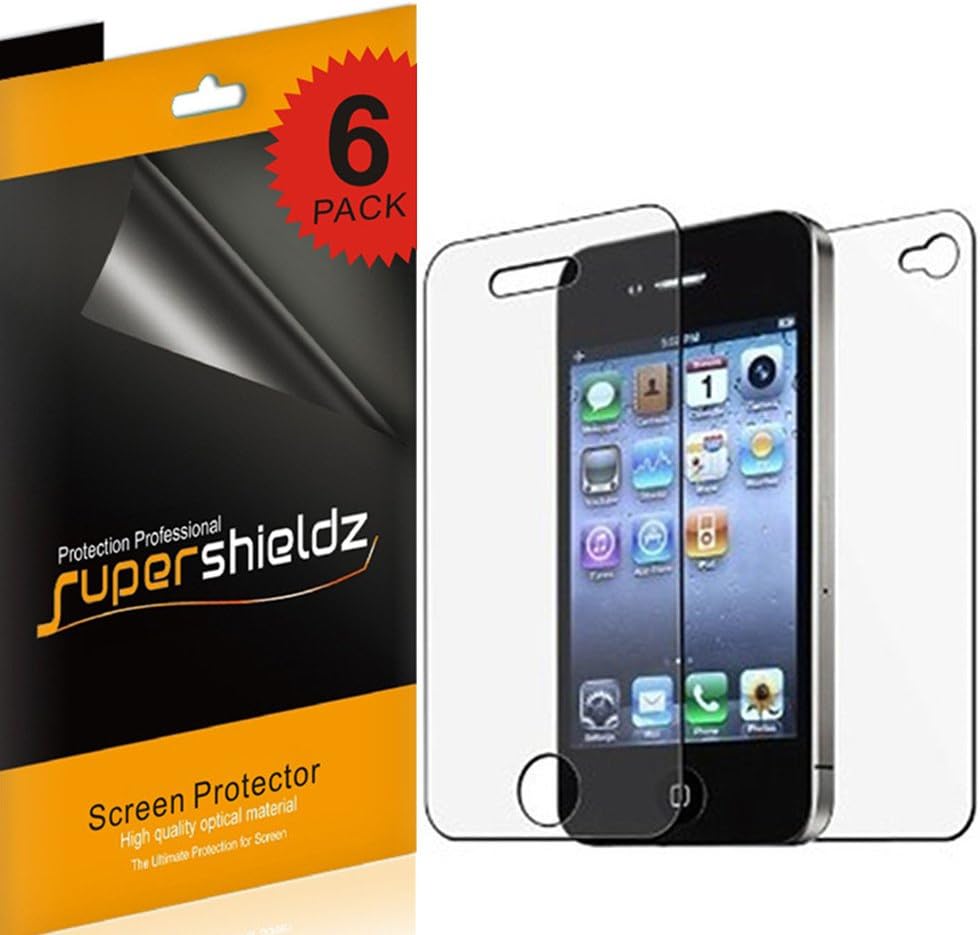 High Definition Clear Screen Protector Shield Designed for iPhone 4 4S (3 Front and 3 Back)