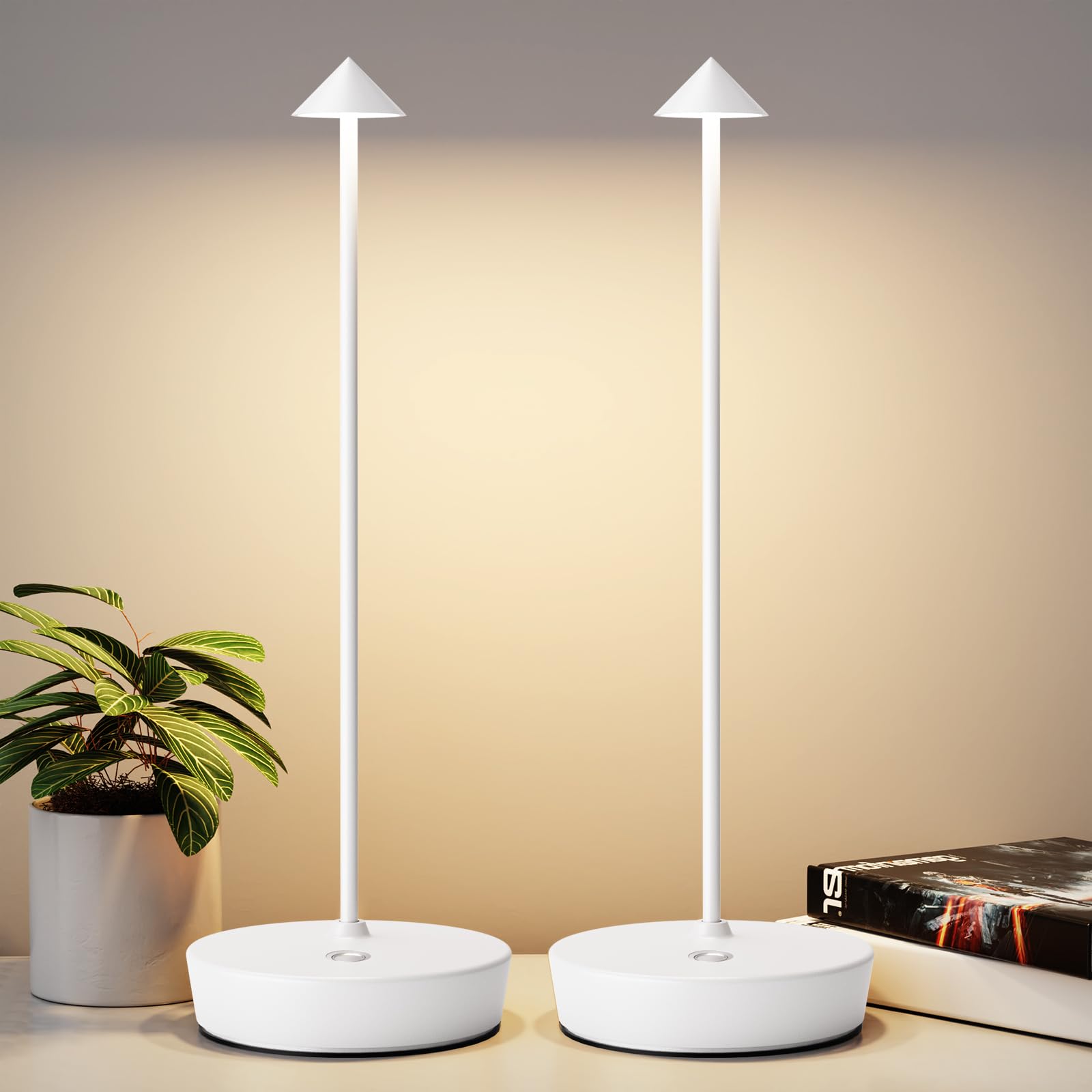 2Pack Cordless Table Lamp 6000mAh White
