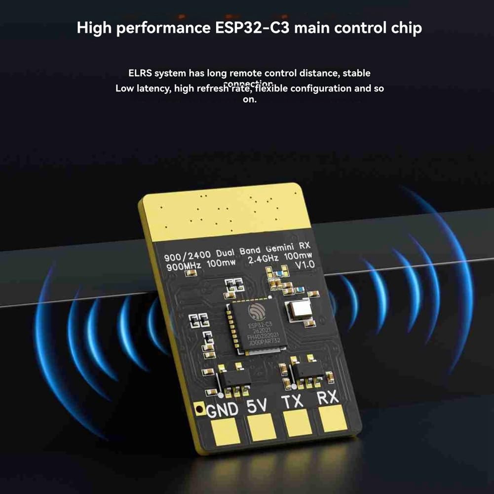 Ricevitore ELRS 915M/2,4G Dual-Band 100mW Modulo Ricevitore Gemini RX con Chip -C3 per Parti di Droni RC FPV Traversing