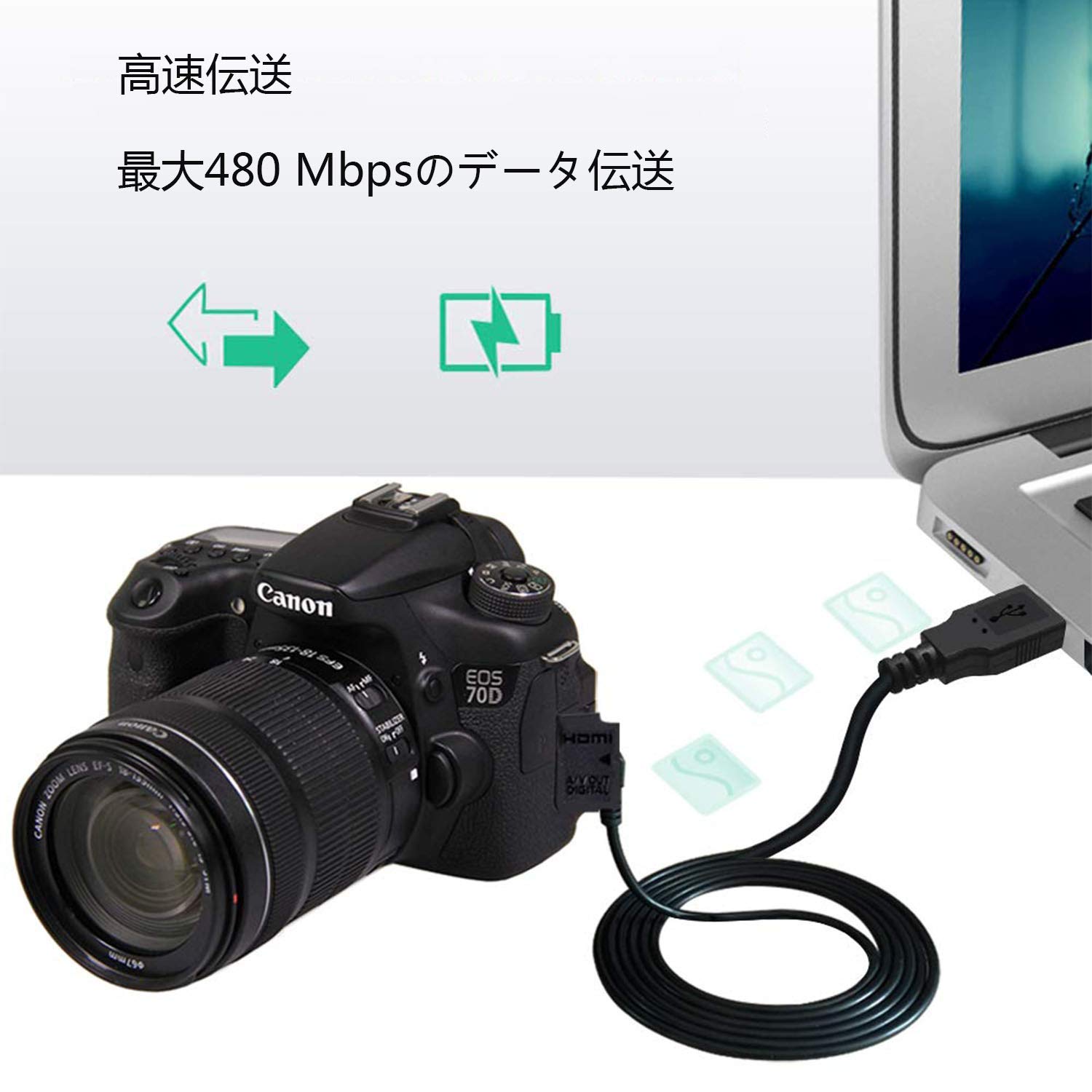 Amazon.co.jp: 交換用ミニUSB充電ケーブル IFC-400PCU USB2.0 5