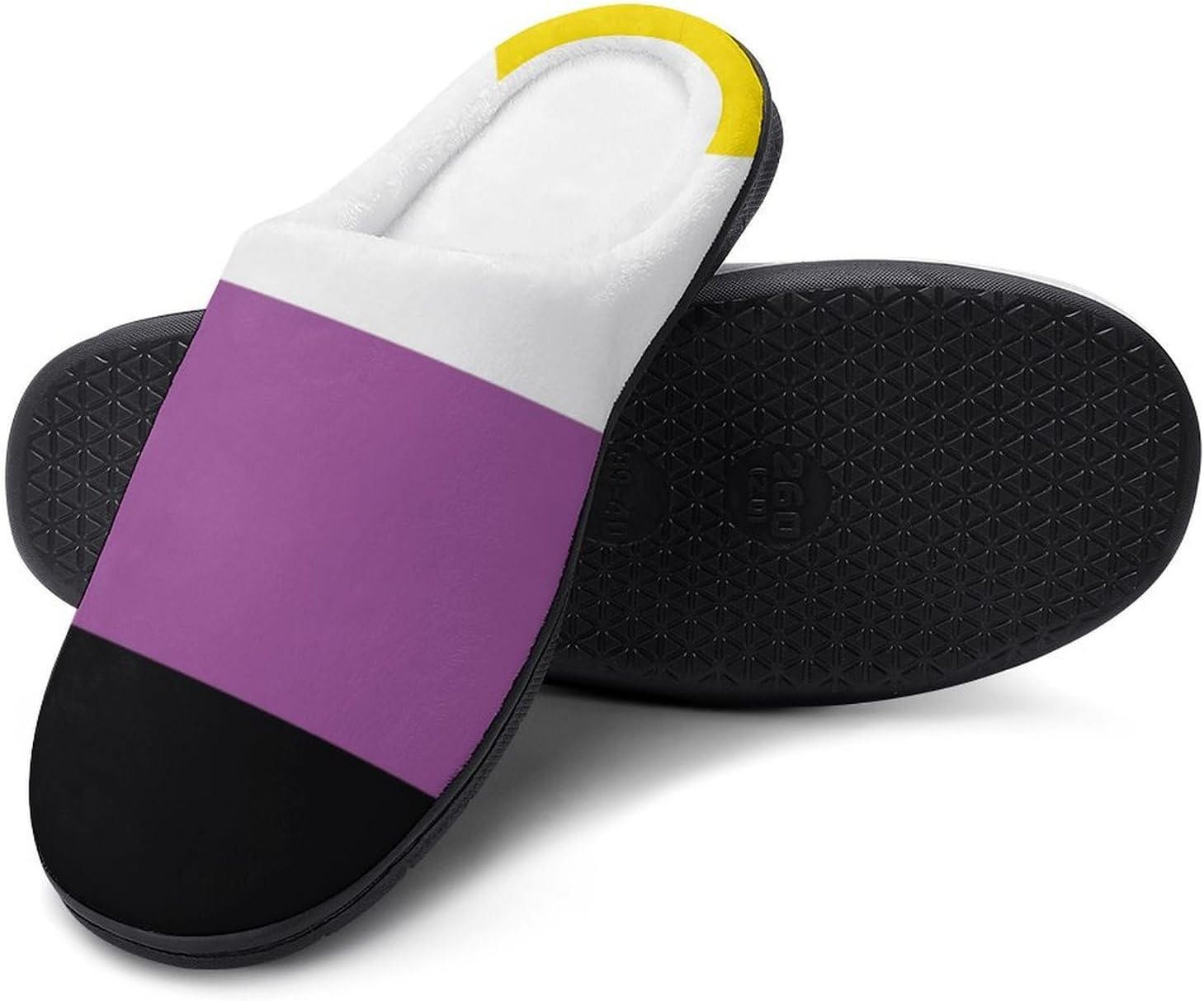 Non-Binary Community Flag Women's House Slippers Memory Foam Warm Shoes Spa Rubber Sole Indoor Outdoor