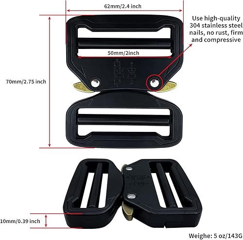 Miniatura 9 de TXZWJZ Hebilla de metal Hebilla de cinturón táctico Hebillas de cinturón de servicio de 1.25 pulgadas Hebilla de liberación rápida Hebilla de