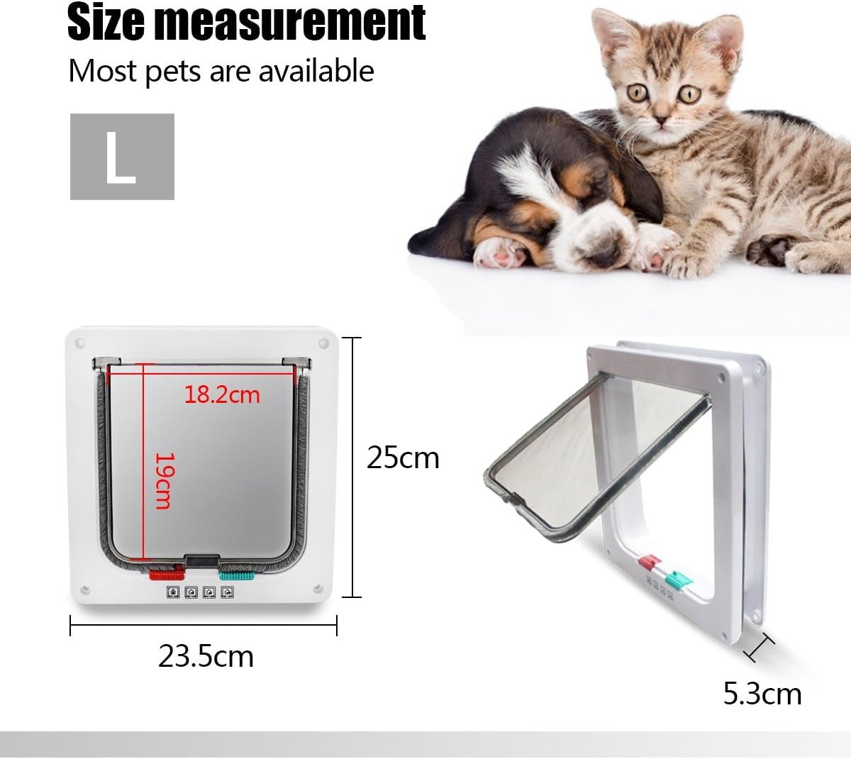 PETCUTE Chatiere pour Gros Chat Porte pour Chat Chiens Trappe Chats Verrouillage à 4 Positions Facile à Installer