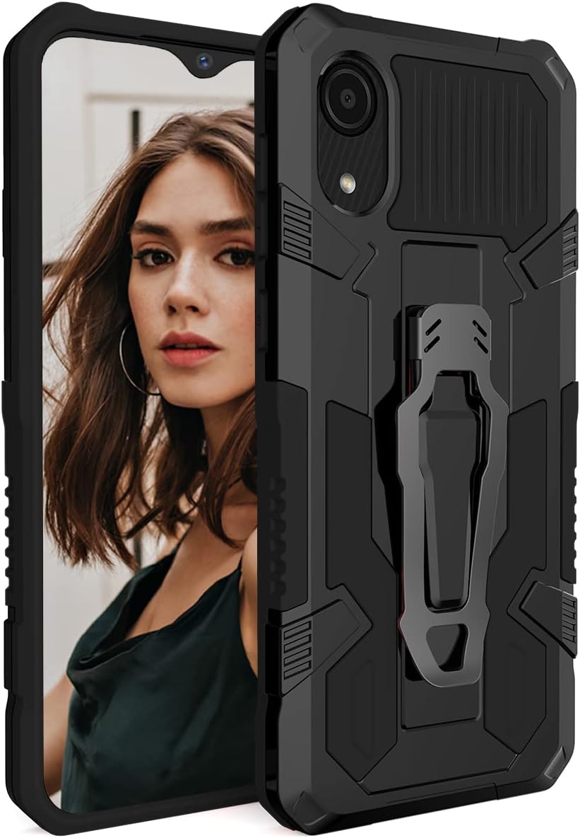 CCSamll for Samsung Galaxy A03 Core (Not A03) Case with Metal Belt Clip Holster, Military Grade Drop Protection Cover with Kickstand Phone Case for Samsung Galaxy A03 Core JJ Black