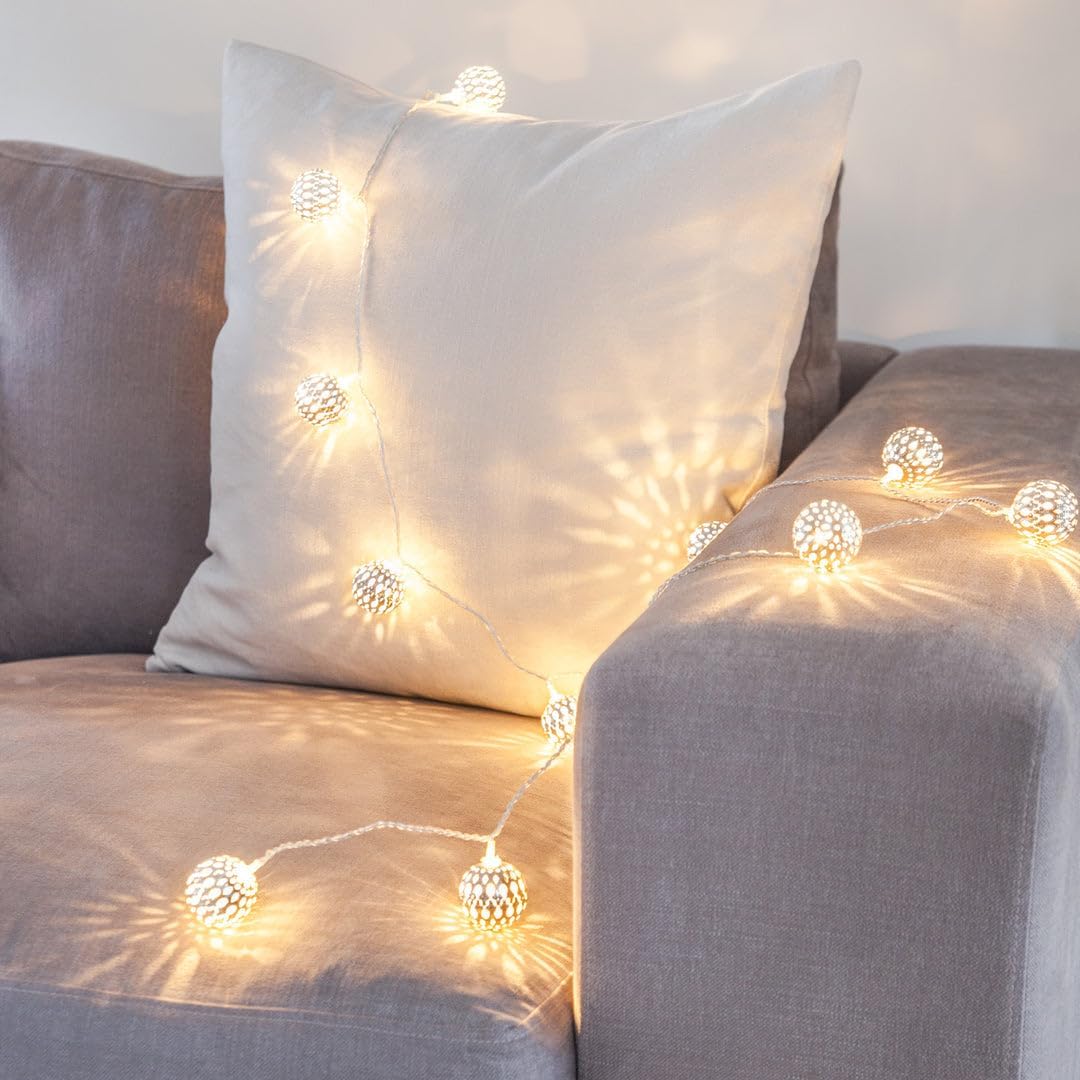 Lights4fun Silver Tangier Indoor Fairy Lights 16 Warm White LED
