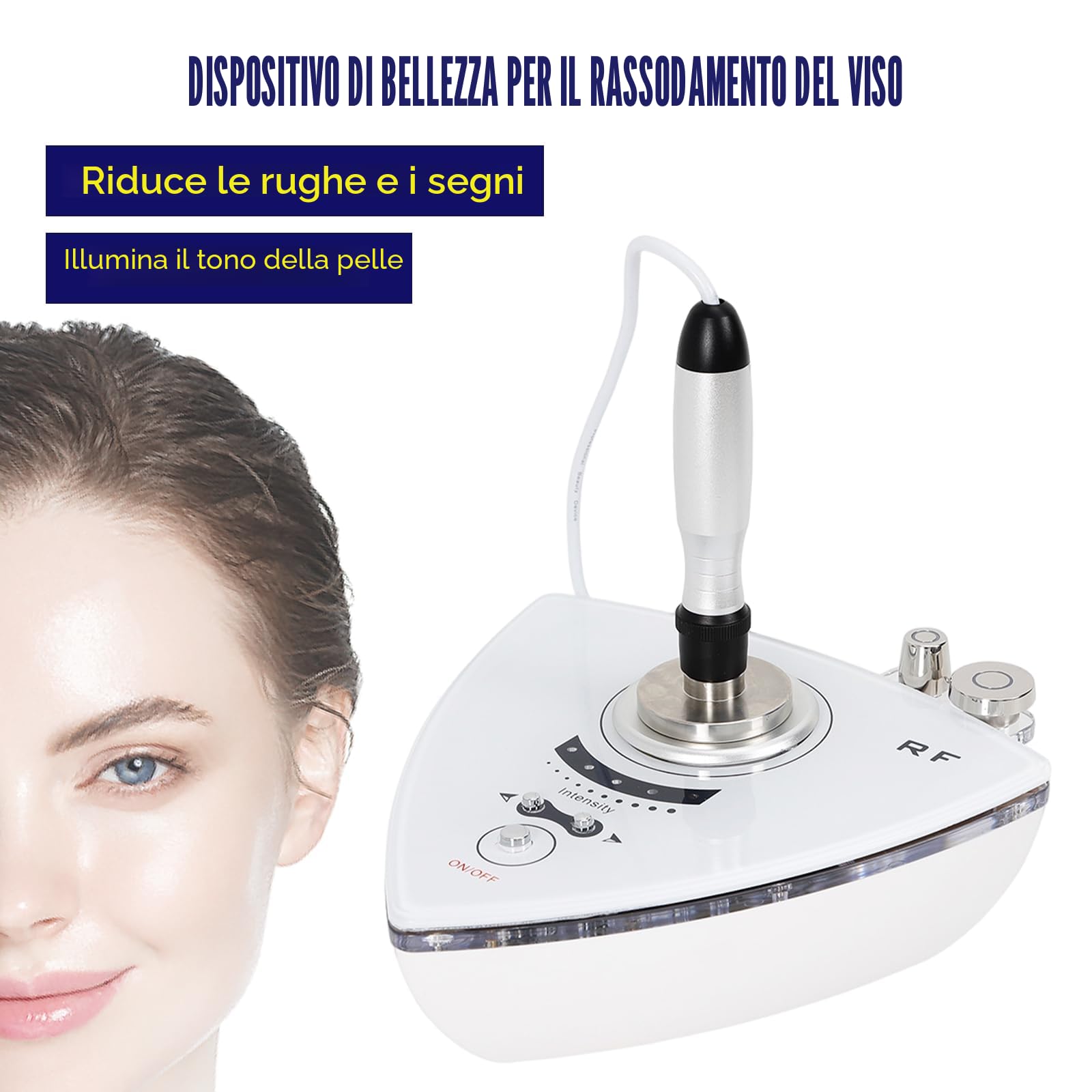 Apparecchio tonificante, massaggiatore viso, anti-invecchiamento ad alta frequenza, dispositivo di bellezza con tre sonde, intensità regolabile, adatto per occhi, viso e parti del corpo