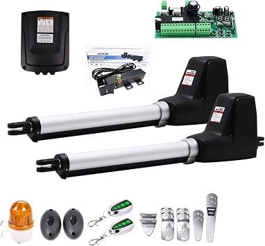 Electric Gate Opener Kit, Heavy Duty Dual Wing Electric Swing Gate Opener Kit Auto Dual Gate Motor Complete Hardware Kit for Swing, Driveway, Fence,for GateKIT D