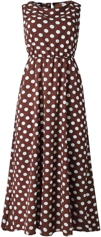 Neck Sexy Dot Party Dress Women Printing Evening Long O Dress Sleeveless Women’s Fit and Flare Sweater Dress for