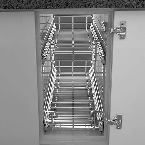 Vista 34 de Organizador de gabinete extraíble de 17 pulgadas de ancho x 22 pulgadas de profundidad, cajones deslizantes para organizadores de cocina
