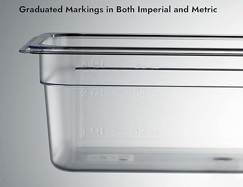 Vista 133 de CURTA Paquete de 6 bandejas de comida NSF, tamaño 1/6 de 2 1/2 pulgadas de profundidad, plástico de policarbonato comercial transparente apto