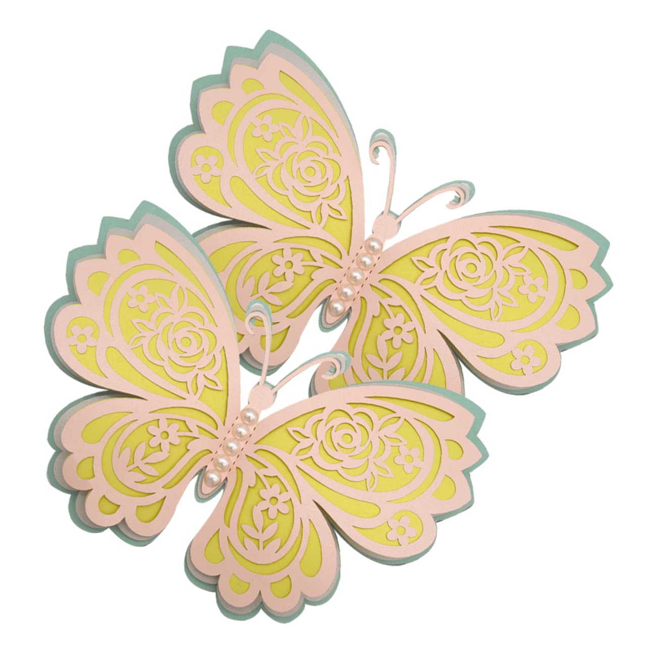 ibasenice 6stücke Schmetterlings Wandsticker Dekorative Perlen Wandaufkleber Für Hochzeit Party Und Zuhause Vierlagige Realistische Wanddekoration Einfach Anzubringen