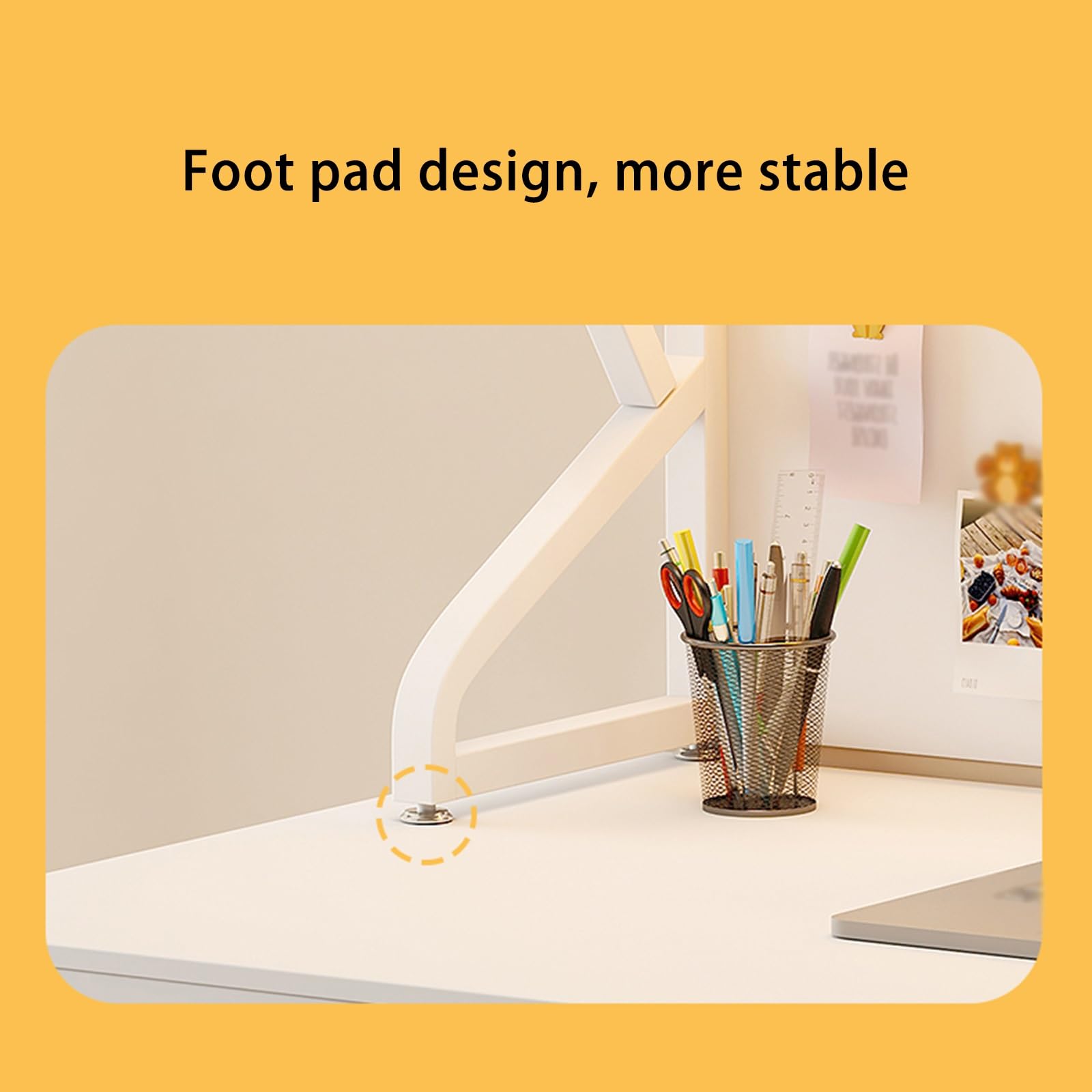 Scaffale Portaoggetti da Banco Indipendente per Scrivania Scaffale Portaoggetti Aperto con Pannello Griglia Organizer per Ufficio Domestico Libreria in Legno Metallo(White double layer,110CM/43.3IN)