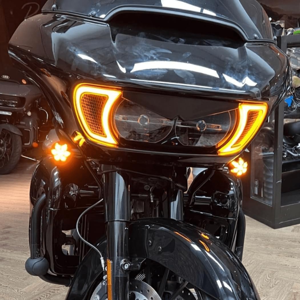 Eagle Lights Vent Insert HALOS LED Running Lights and Turn Signals for Harley Davidson Road Glide Motorcycles - Smoked