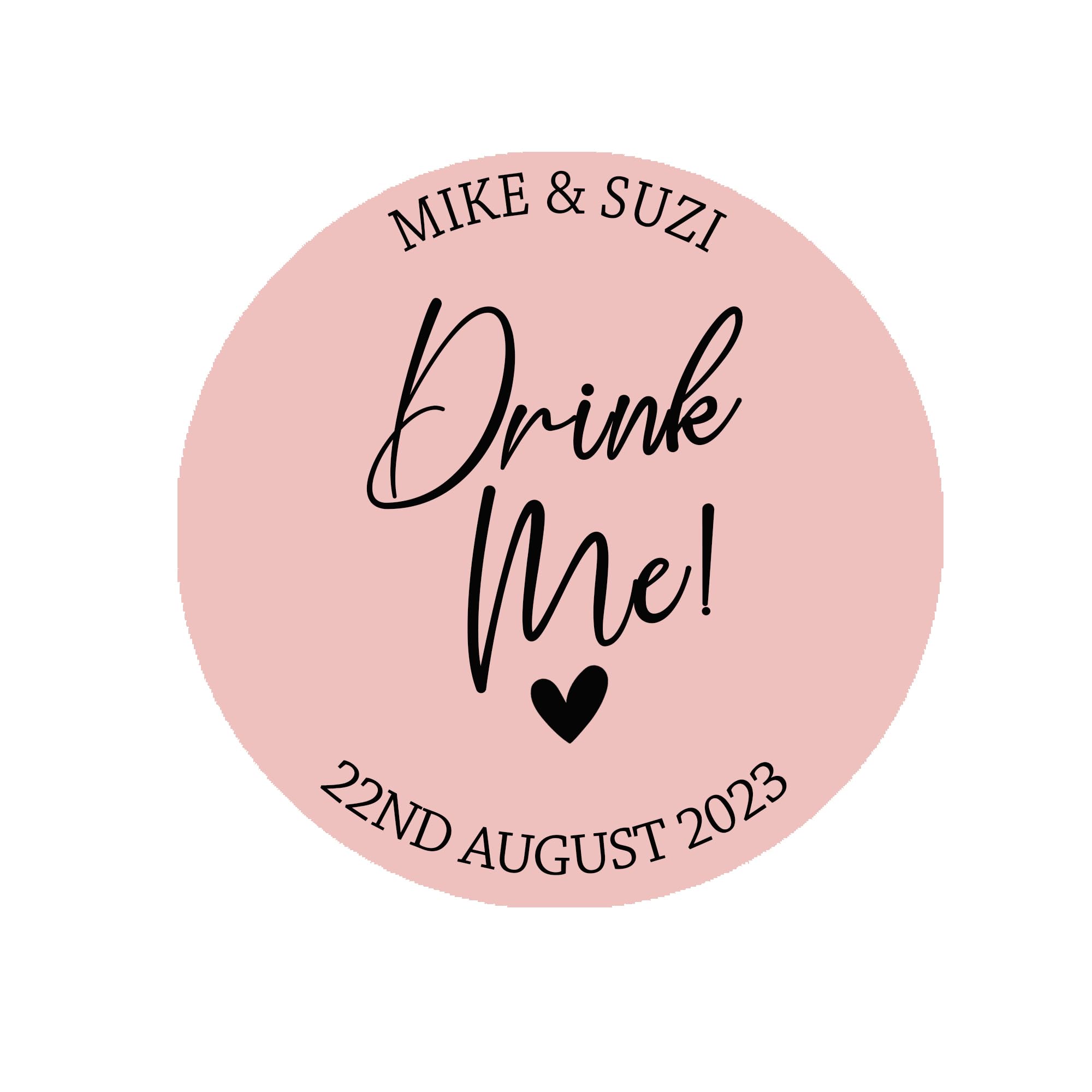 Treasured Forever Pink Drink Me Personalised Custom Wedding Favors Stickers Labels, Wedding Take A Shot Stickers, Custom Shot Glass Labels 3.7Cm Or 4.5Cm