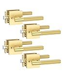 4 Pack Passage Gold Door Handles, Door Lever with Door Knobs Indoor for Bedroom or Bathroom, Heavy Duty Brushed Gold Door Handles Interior with Locks for Left Right Sided Doors